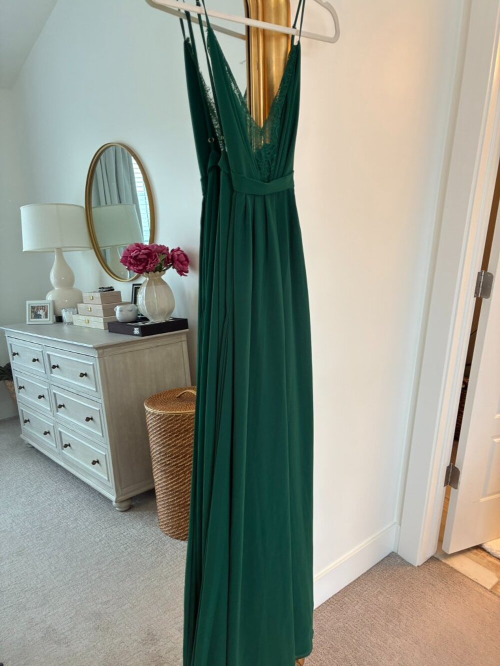 VICI DOLLS Emerald Green Lace Maxi Dress — Size Medium
